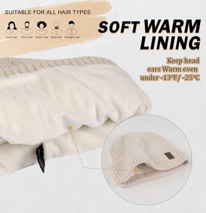 Wmcaps Winter Beanie for Men Women Fleece Lined Hat Warm Cuffed - color: White