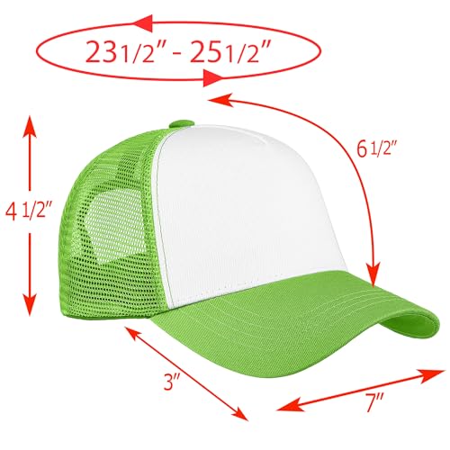 Falari 12 Pack Bulk Wholesale Mesh Trucker Hats 5 Panel and 6 Panel Baseball Caps for Men and Women - color: 5 Panel - Light Green