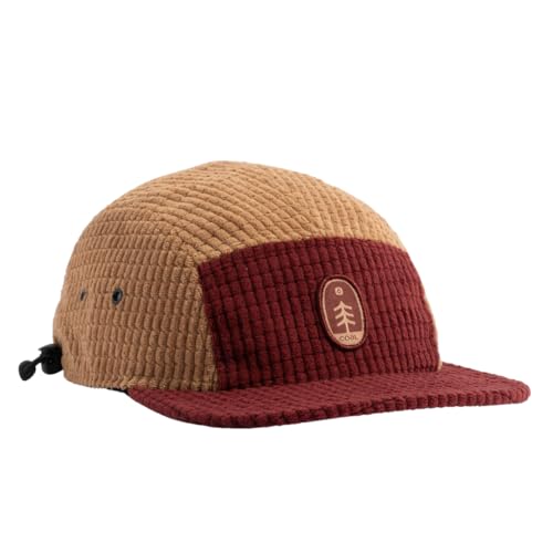 Coal Canyon Grid Fleece 5 Panel Cap - Low Profile - color: Burgundy/Light Brown