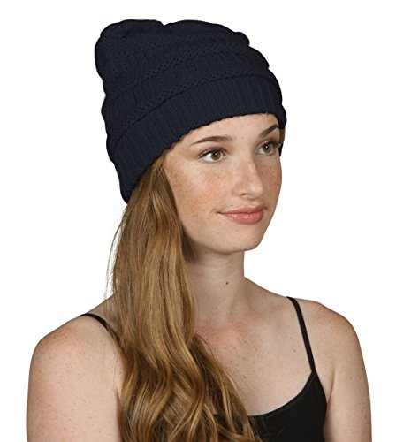 Gravity Threads Knit Soft Stretch Beanie Cap - color: Navy