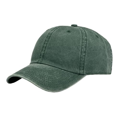 6 Panel Cotton Washed Dad Hat Strapback Baseball Cap #H2011PB - color: D.green #H2011pb