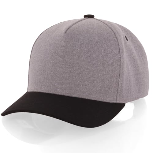 Daxton Men Original Trucker Hat Cotton Twill with Adjustable Snapback 5 Panel A-Frame Cap - color: 2 Pack - All Black, Heather Gray Black