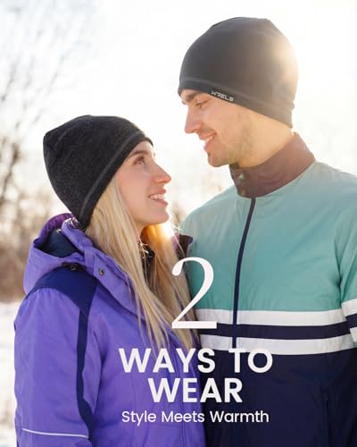 WRELS Reversible Winter Running Hat Soft Stretch Thermal Cycling Skull Cap for Women Men Double Sided Sports Hat - color: A Reversible Hat (Black/Black)