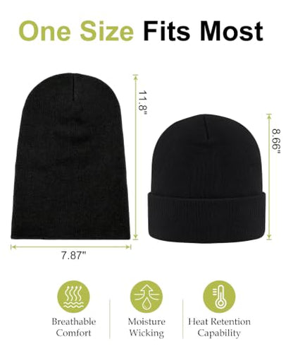 IYEBRAO 2-Pack Unisex Cuffed Beanie Hat for Men Women Skull Knit Cap - color: Black&navy Blue 2pcs
