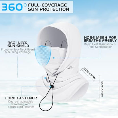 GXCROR Cooling Breathable Balaclava Face Mask Sun UV Protection Hood Shiesty Mask for Cycling Fishing Running - color: White
