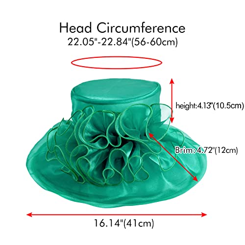 2026 Derby Hats for Women Ladies, Classy Organza Sun Hat, Church Tea Party Wedding Kentucky Fascinator Hat - color: A-4541-green