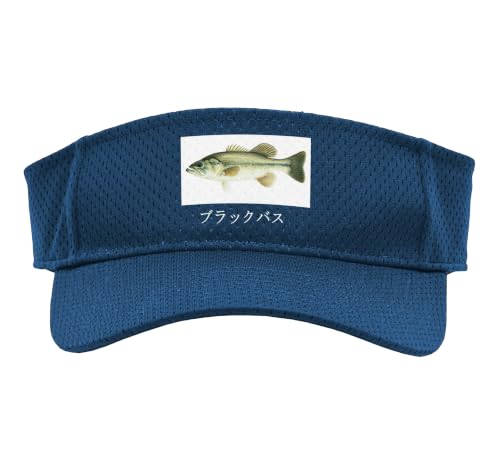 Outdoor Fishing Black Bass in Japanese Largemouth Bass Sport Sun Visor - color: Navy Blue