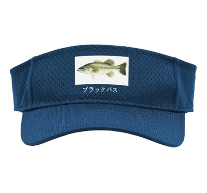 Outdoor Fishing Black Bass in Japanese Largemouth Bass Sport Sun Visor - color: Navy Blue