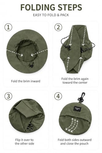 Packable Outdoor Bucket Hat – Lightweight Waterproof Quick-Dry Sun Hat for Hiking & Fishing - color: Green