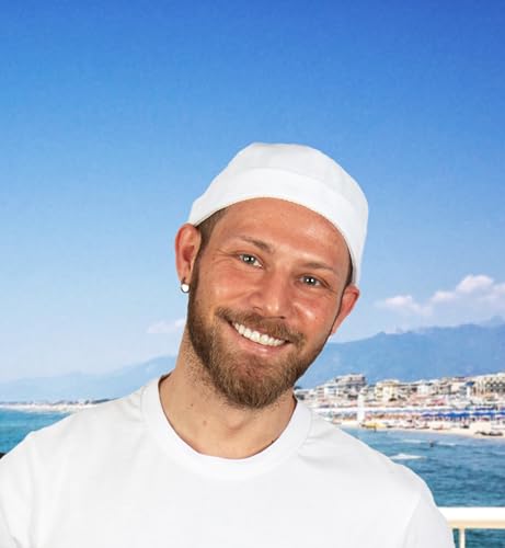 Cotton Docker Cap, Unisex Brimless Cap, Men Skull Cap, Brimless Beanie Hat, Men Women Cuffed Hat. - color: White