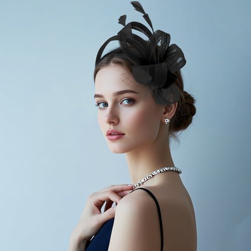 Fascinators Hats for Women, Fascinator Headband Tea Party Hat - color: Black