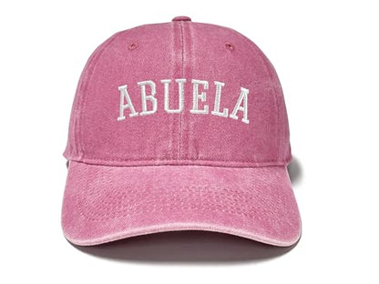 Family Titles Baseball Hat for Grandparents Parents, Relatives Gift - color: Abuela (Washed Pink)