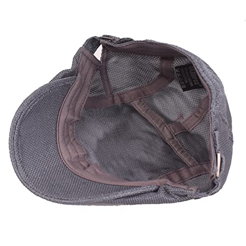 Lifup Unisex Mesh Newsboy Hat Breathable Summer Flat Cap - color: Dark Grey 2