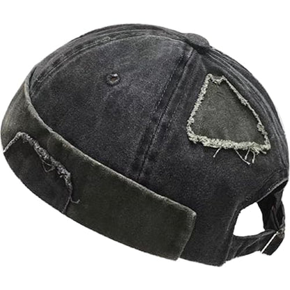Men Dome Brimless Hats Sailor Docker Beanie Cap Hip Hop Skull Caps - color: Denim Black