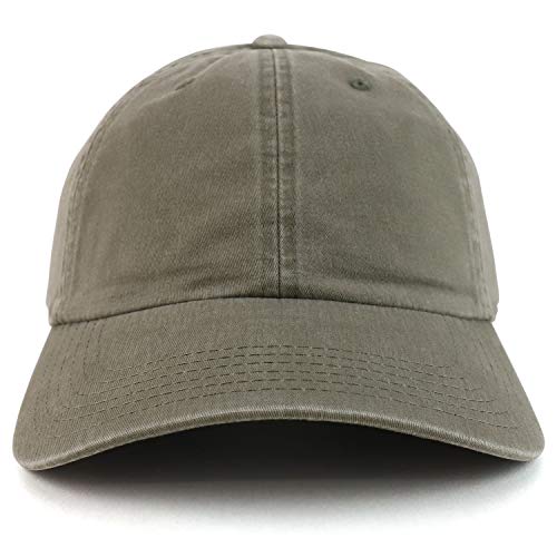 Armycrew Oversized XXL Soft Crown Washed Cotton Twill Dad Baseball Hat - color: Olive