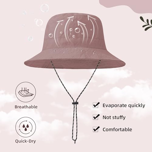 Durio Waterproof Bucket Hats for Woman UPF 50+ Sun Hat - color: Dusty Pink