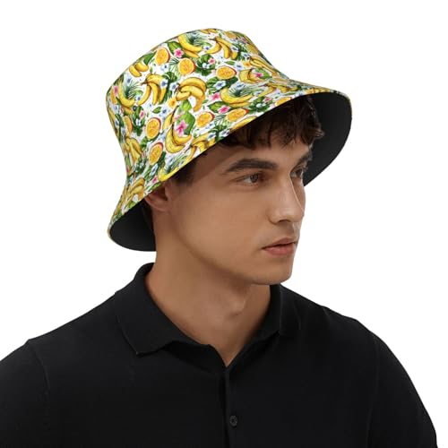 Bucket Hat for Men Women Packable Sun Hats Fisherman Outdoor Summer Travel Hiking Beach Caps - color: Banana