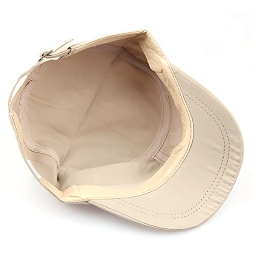 2 Pack Cadet Army Caps Flat Top Military Hats for Men Women - color: Beige