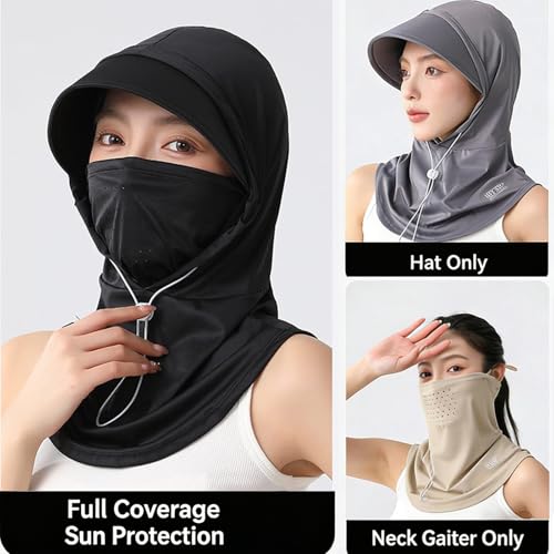 2 Pcs Cooling Breathable Balaclava Full Face Mask - color: Pink+khaki
