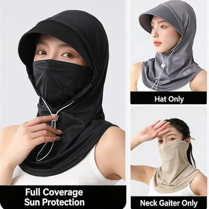 2 Pcs Cooling Breathable Balaclava Full Face Mask - color: Pink+khaki