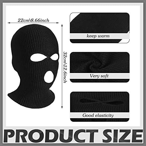 3 Hole Balaclava Ski Mask Cover Winter Knitted - color: Black