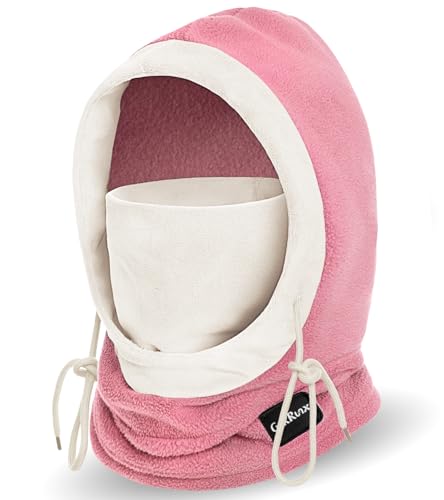 Balaclava Winter Face Mask Windproof Fleece Ski Mask Cold Weather Neck and Face Warmer for Men and Women - color: Dark Pink