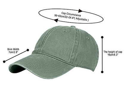 Glamorstar Classic Unisex Baseball Cap Adjustable Washed Dyed Cotton Ball Hat - color: Army Green