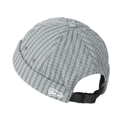 Croogo Checked Brimless Hat Lightweight Quick Dry Docker Cap for Men - color: Gray