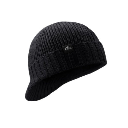 Winter Hats for Men Women - Thick Warm Stylish Knit Beanie Hat, Soft Stretch Cute Womens Winter Hats with Visor - color: Black
