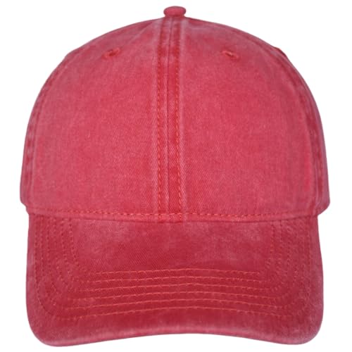 Vintage Washed Cotton Baseball Caps Men Women Adjustable Unstructured Low Profile Dad Hat - color: Red