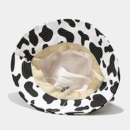 Unisex Bucket Hat Summer UPF 50+ Sun Protection Outdoor Beach Fishing Travel Hiking Hat - color: Cow Print Horns and Ears