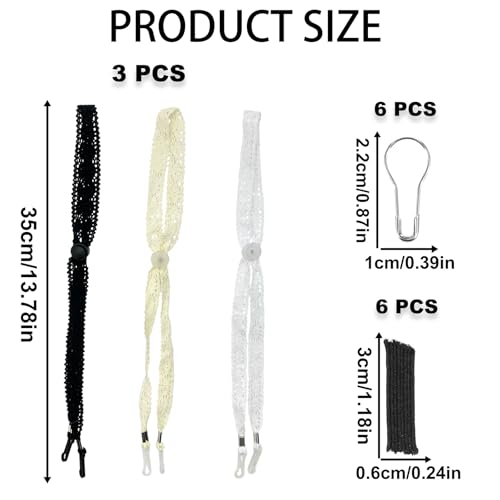 3PCS Lace Hat Straps, Adjustable Windproof Chin Cords for Sun Hats