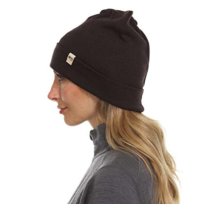 100% Merino Wool Cuff Beanie - Warm Winter Hat - Novelty Beanie - Toque - color: Dark Brown