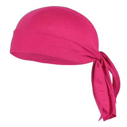 Sweat Wicking Doo Rag - Dew Rag Cooling Helmet Liner - Breathable Helmet Do Rag for Men and Women - color: Rose