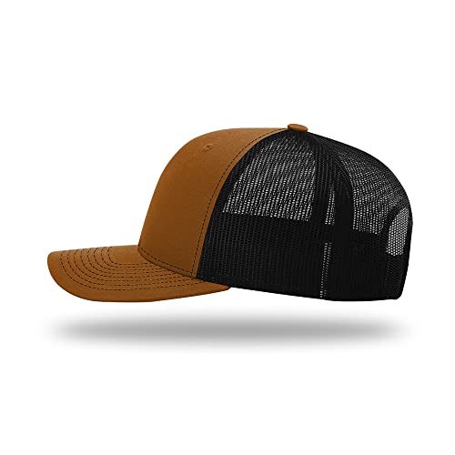 Richardson 112 Classic Six-Panel Adjustable Snapback Trucker Cap - color: Caramel/Black
