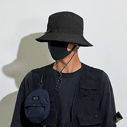 Waterproof Bucket Hat for Women and Men - UV Protection Beach Sun Hat Fishing Safari Boonie Hat Rain Hat Adjustable Packable - color: Black - Waterproof