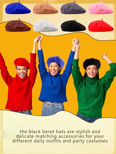 8 Pcs Women Beret Hat French Style Beanie Cap French Berets for Ladies Adult Winter Autumn Casual Use