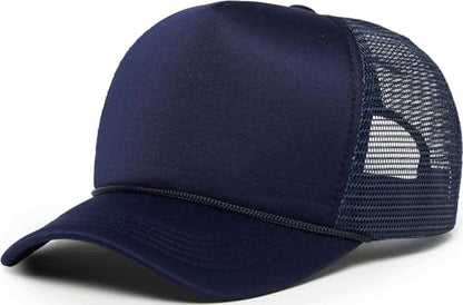 Funky Junque Blank Mesh Foam Lightweight Snapback Trucker Hat - color: Navy