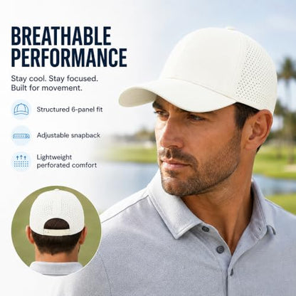 Quick Dry Baseball Cap Curved Brim Snapback Hat Mesh for Men Women - color: Offwhite