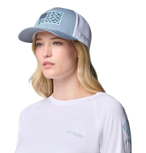 Columbia Unisex PFG Logo Mesh Ball Cap - color: Dockside Blue/White/Us Fish Flag, size: Small-Medium