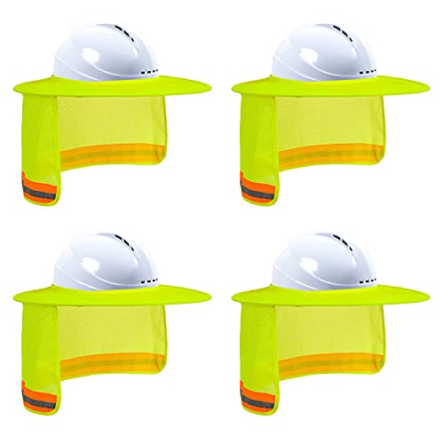 Hard Hat Sun Shade, High Vis Sun Visor Shade Full Brim, Yellow, 4PCS - color: 4 Packs Yellow