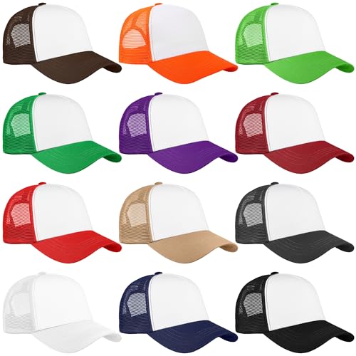 Falari 12 Pack Bulk Wholesale Mesh Trucker Hats 5 Panel and 6 Panel Baseball Caps for Men and Women - color: 5 Panel - Assorted Group 2