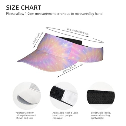 Unisex Sports Sun Visor Hats Adjustable Lightweight Packable Printed Empty Top Cap for Running Pickleball Golf Tennis - color: Pastel Pink Purple Tie Dye