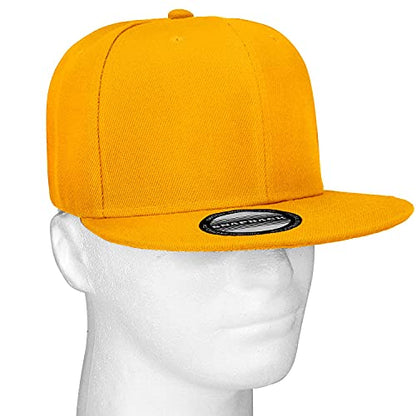 Classic Snapback Hat Cap Hip Hop Style Flat Bill Blank Solid Color Adjustable Size - color: 1pc Gold