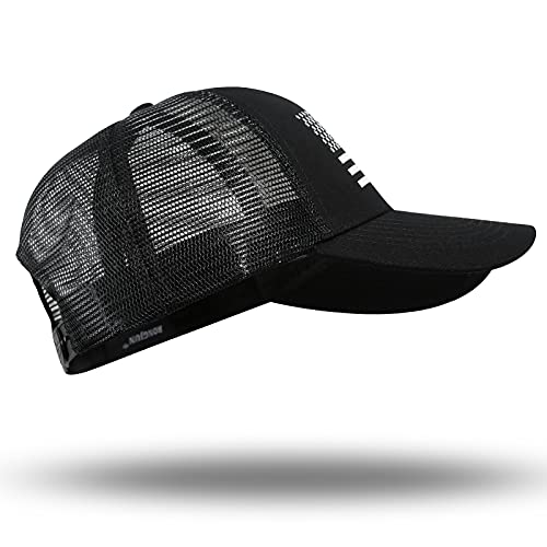 American Flag Trucker Hat - Snapback Hat, Baseball Cap for Men Women - Breathable Mesh Side, Adjustable Fit - for Casual Wear - color: Black