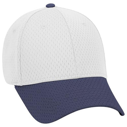Ashen Fane 6 Panel Polyester Pro Mesh Low Profile Baseball Cap - color: Navy White