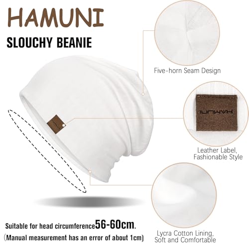 HAMUNI Slouchy Beanie for Men Women Soft Lightweight Chemo Headwear - color: Black+white