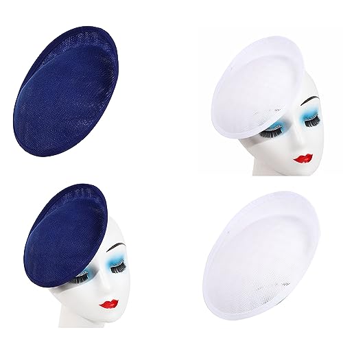 Linen Fascinator Hat Base - Pillbox Hat - White Blended - For Women - Unisex - Formal/Festive - Summer, Spring - color: White