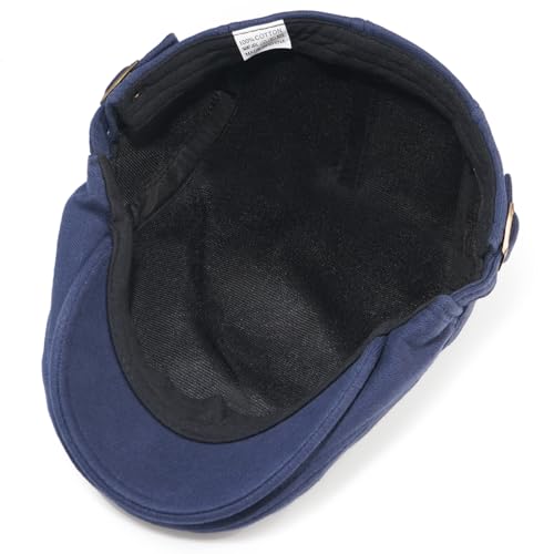Men's Cotton Newsboy Hats Flat Ivy Gatsby Cap Irish Cabbie Ivy Driving Hunting Hat - color: Navy