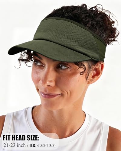 Sports Sun Visors Hat Women Men,Lightweight Cooling Stretchy Visor - color: 1-army Green